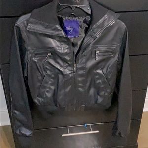 Leather bomber jacket